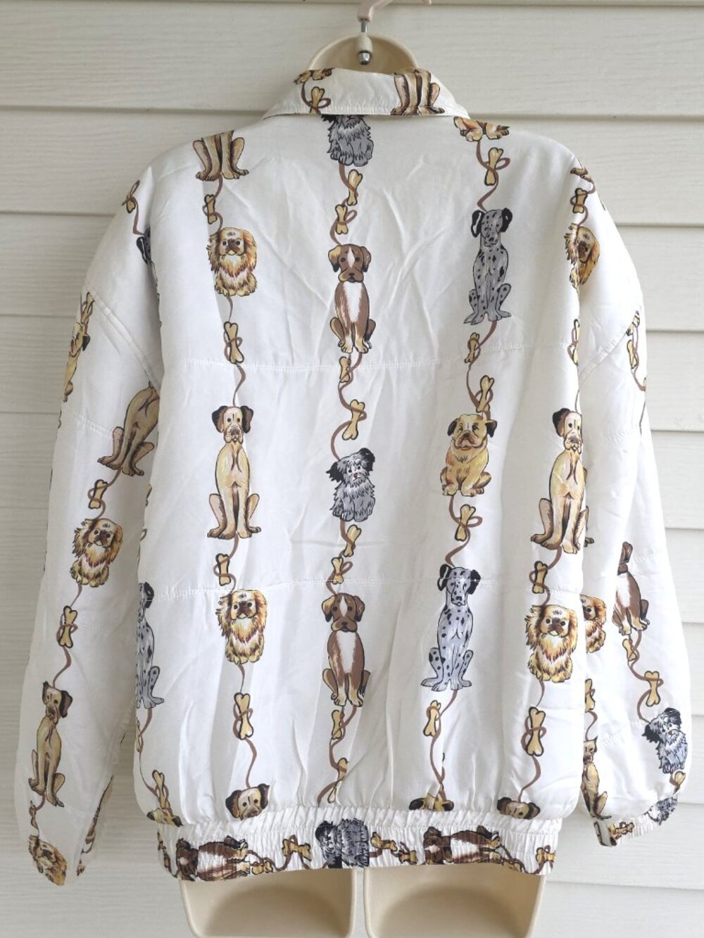 Vintage 90s Coaco Silk dog themed lightweight puffer jacket - Picture 3 of 8